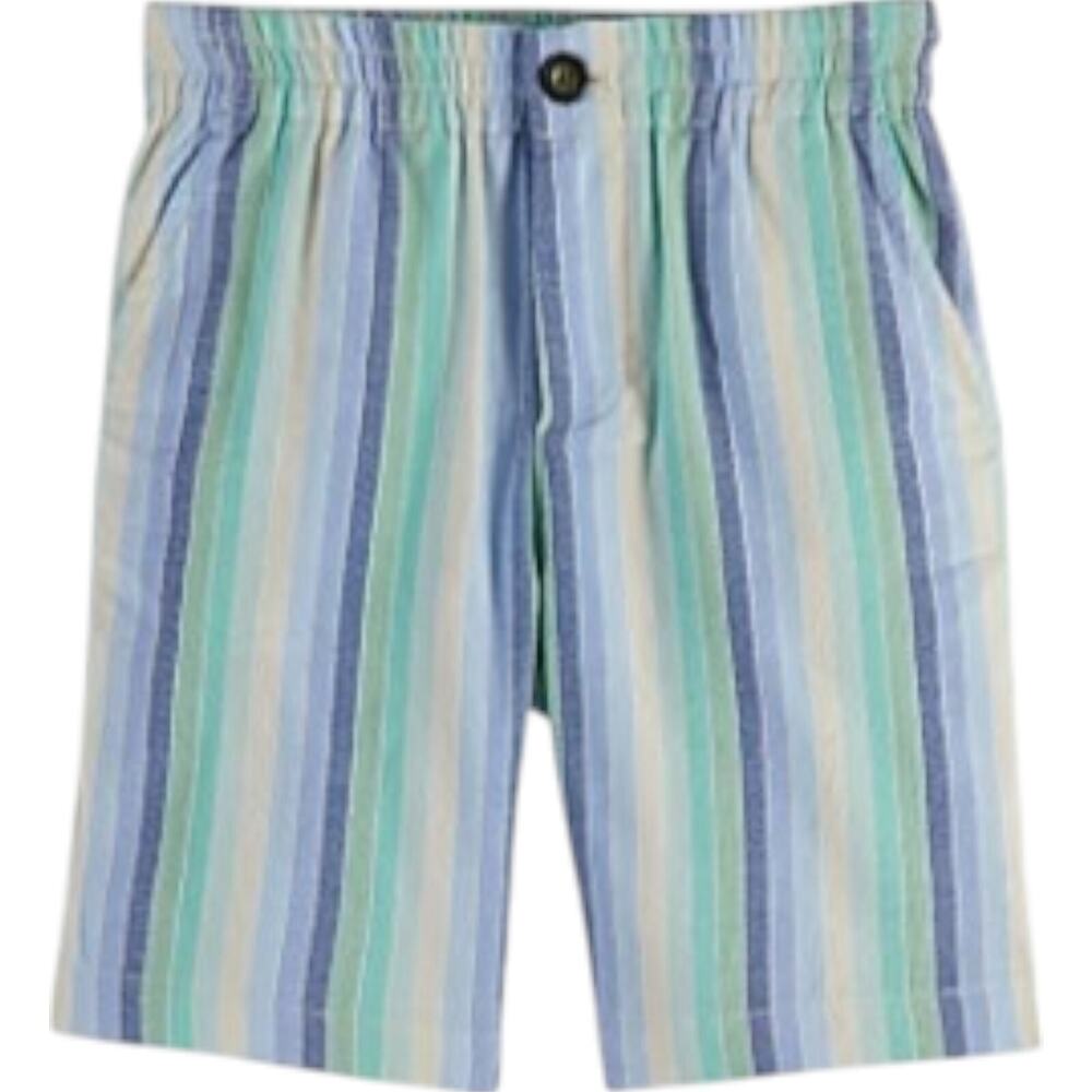 Scotch & Soda Boys 14 Striped Shorts Blue Green Elastic Waist Summer Casual